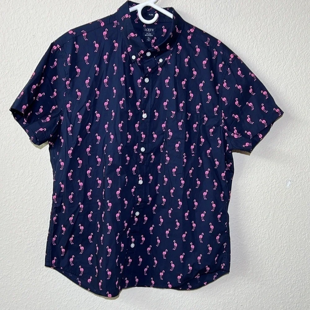 J Crew Flamingo Print Shirt Novelty
